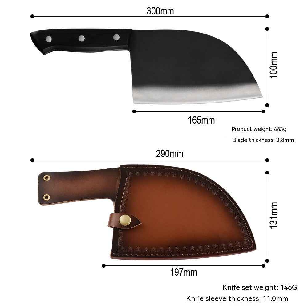 Sarah Express Premium Stainless Steel Chinese Butcher Knife - Professional Kitchen Cleaver Matte Knife With Leather Case