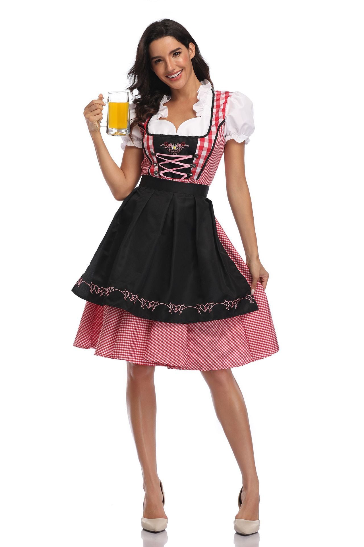 Sarah Express Women's Oktoberfest Dirndl Costume Bavarian Dress with Apron and Ribbon