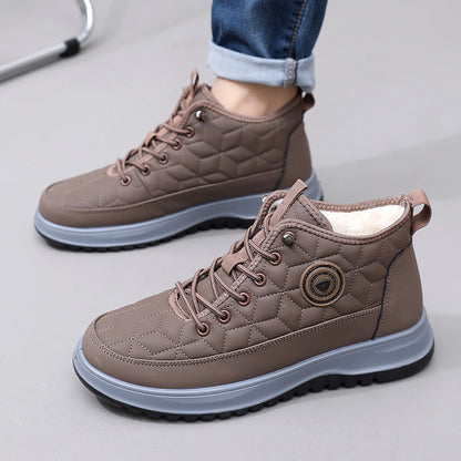 Sarah Express Men's Fleece-Lined Insulated Snow Boots – Lace-Up Casual Athletic Shoes