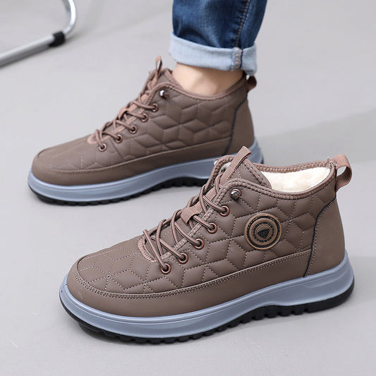 Sarah Express Men's Fleece-Lined Insulated Snow Boots – Lace-Up Casual Athletic Shoes