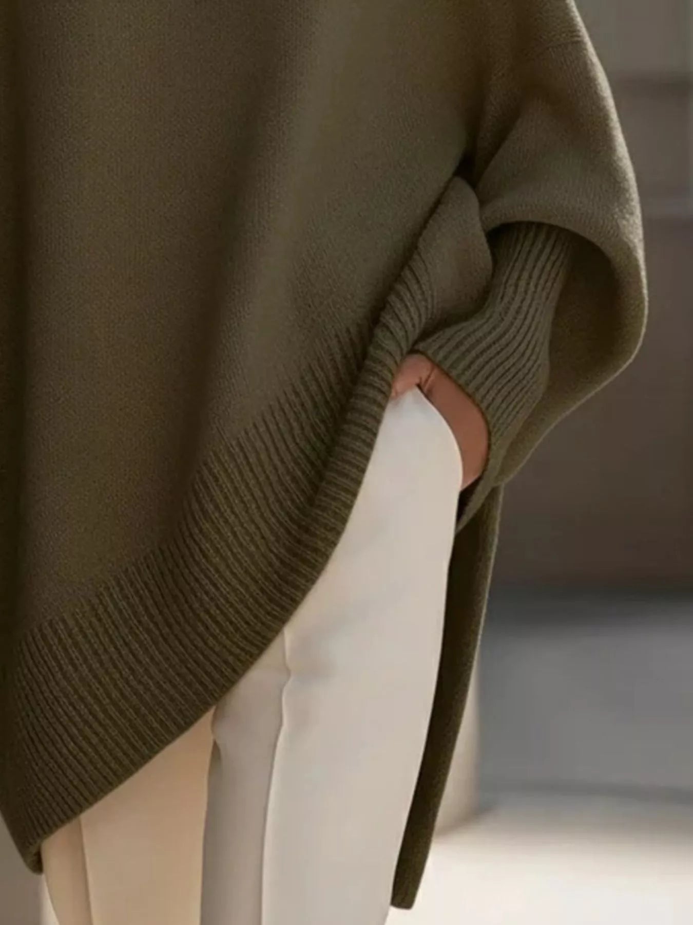 Sarah Express Women's Oversized Batwing Sleeve Round Neck Sweater