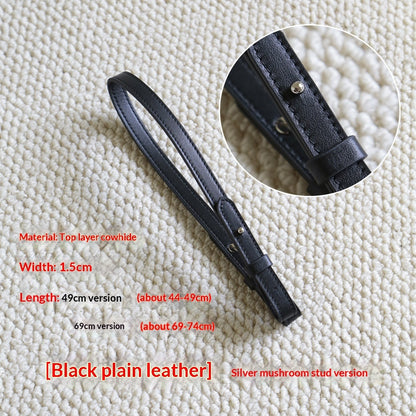 Sarah Express Genuine Leather Bag Strap Replacement – Adjustable Spaghetti Shoulder Strap with Gold & Silver Stud Detail Black plain weave with silver