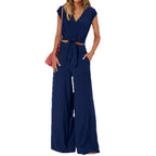 Sarah Express High Waist Wide Leg Pants Suit Two Piece Sleeveless Set