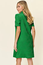 Sarah Express Women’s Plus Size Textured Collared Short Sleeve Dress
