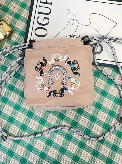 Sarah Express Women's Embroidered Crossbody Bag with Rope Strap Eggshell ONESIZE