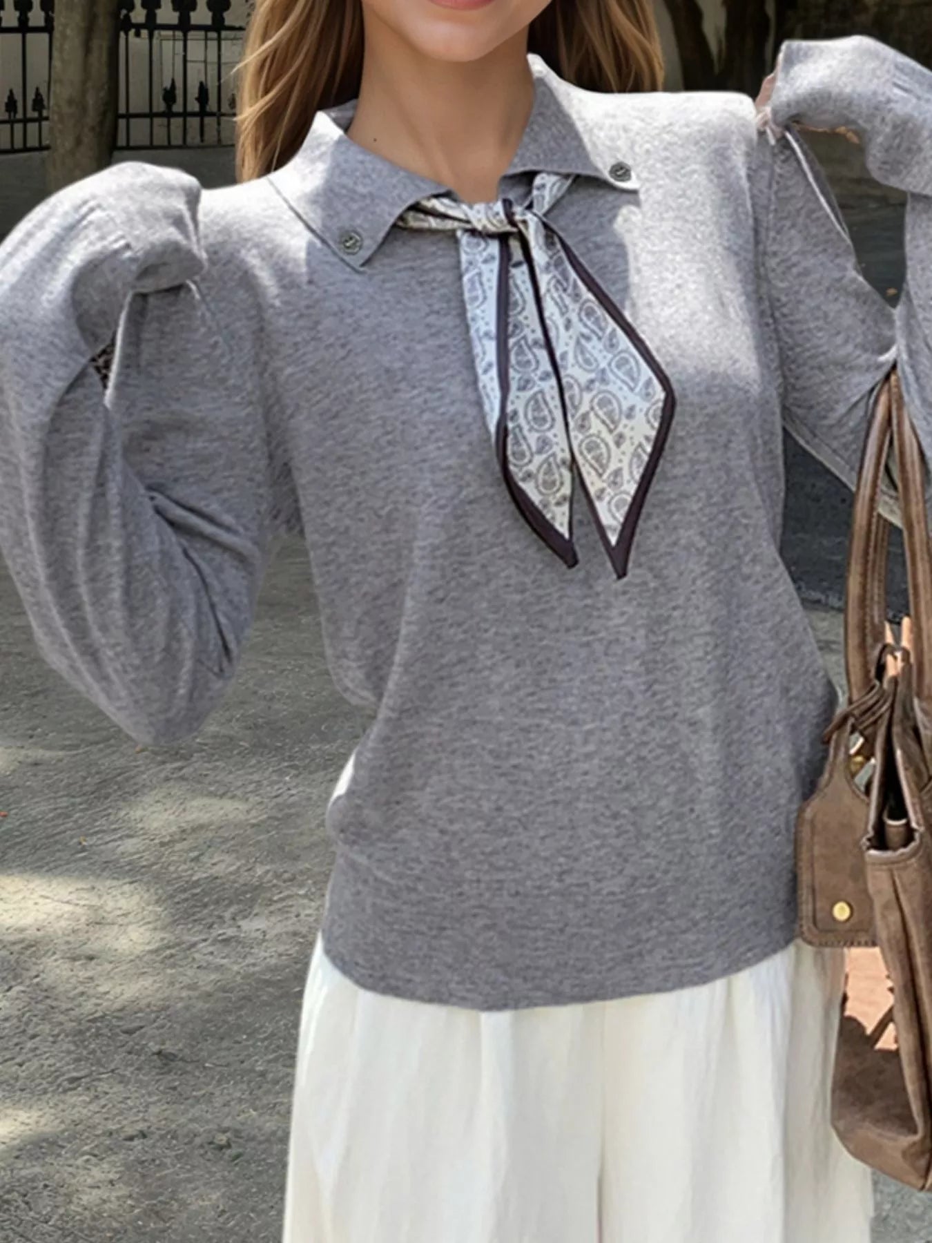 Sarah Express Women's Scarf-Accented Long Sleeve Sweater