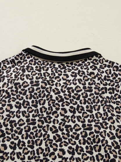 Sarah Express Women's Leopard Print Zip-Up Mini Dress with Pockets