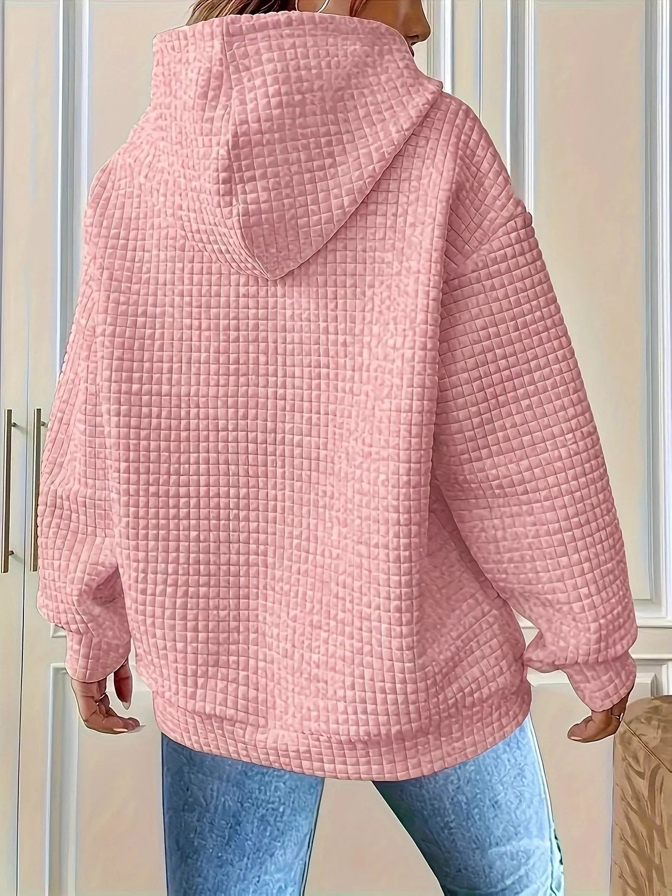 Sarah Express Women's Textured Knit Drawstring Hoodie