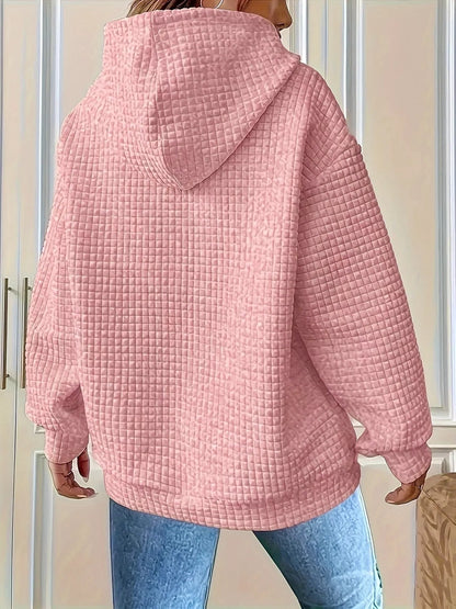 Sarah Express Women's Textured Knit Drawstring Hoodie