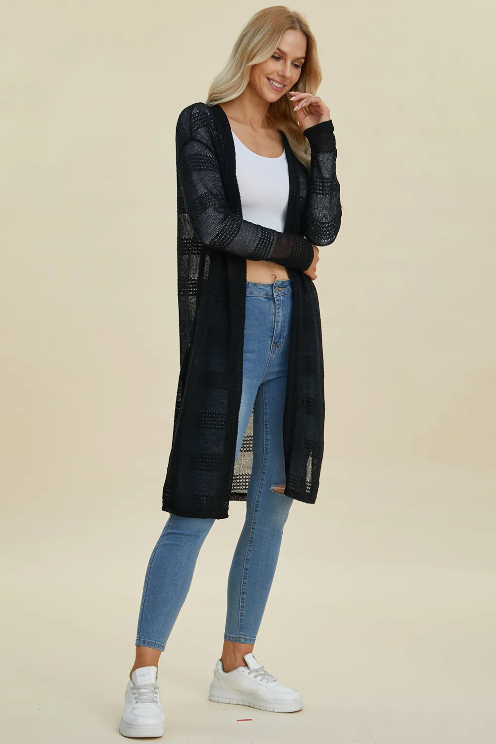 Sarah Express Women’s Plus Size Open Front Longline Cardigan Sweater
