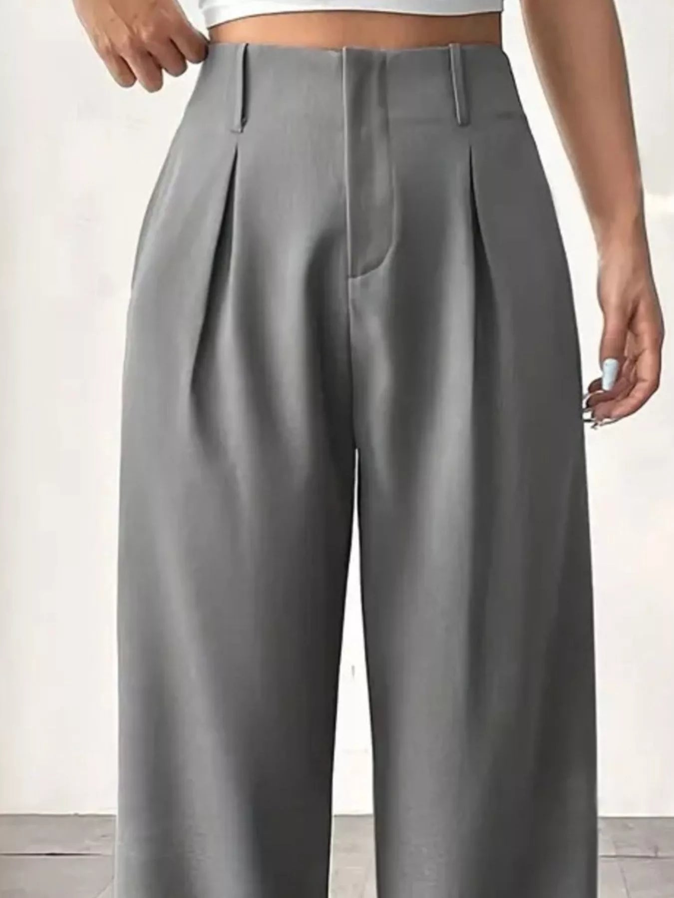 Sarah Express Women's Wide Leg Pleated Pants with Pockets