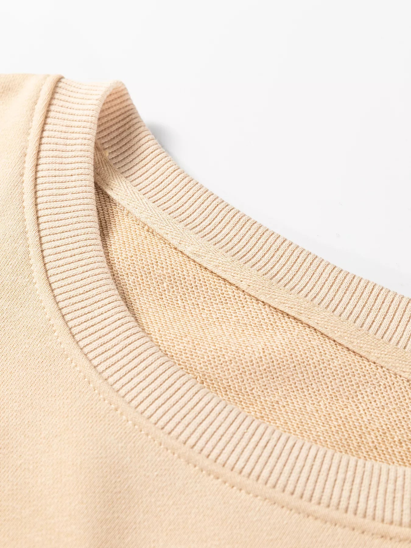 Sarah Express Women's Embroidered Floral Drop Shoulder Sweatshirt - Beige Crewneck Pullover