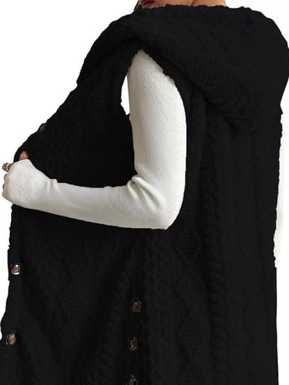 Sarah Express Women's Button-Down Sherpa Hooded Vest Coat