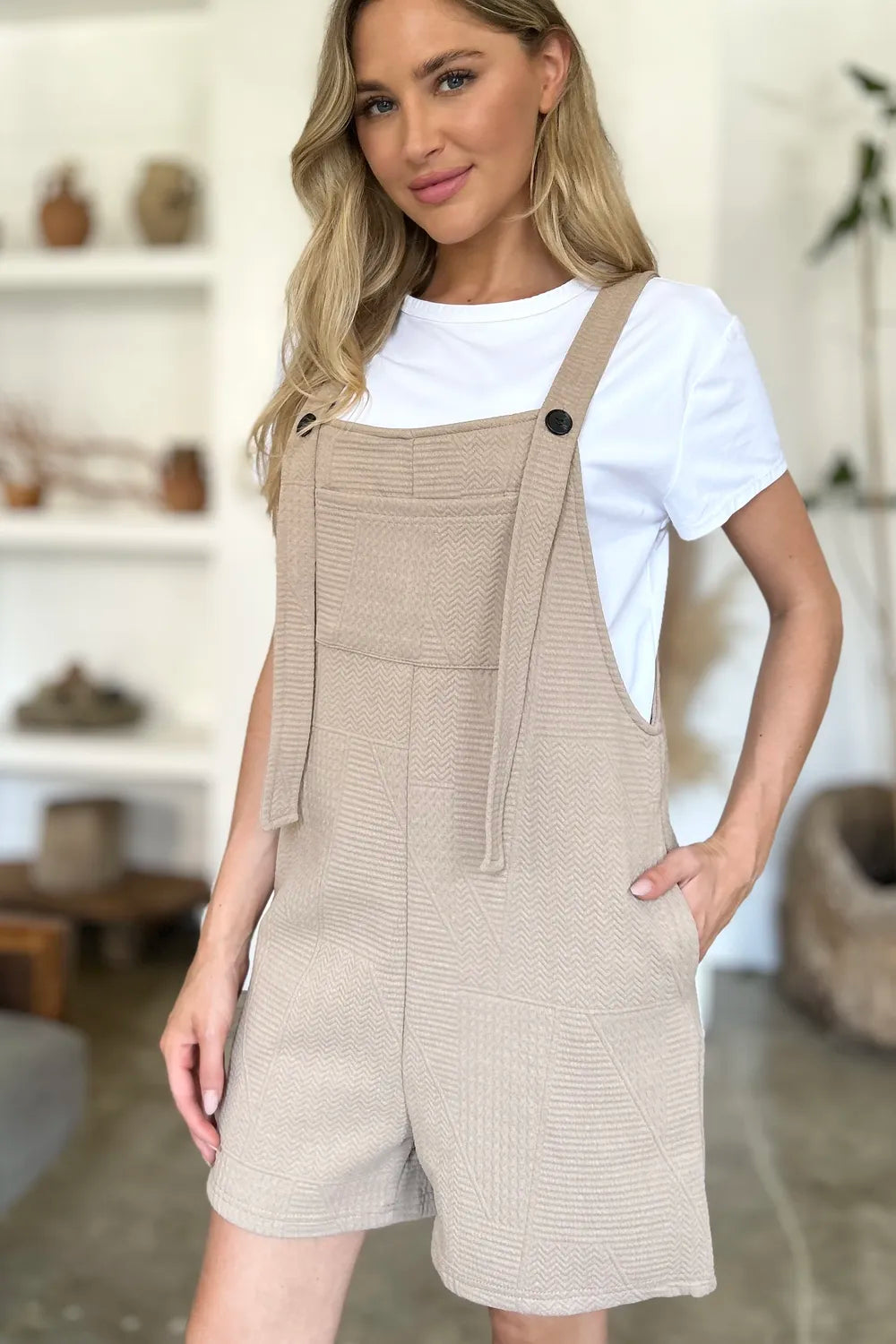 Sarah Express Women’s Plus Size Textured Sleeveless Romper Casual