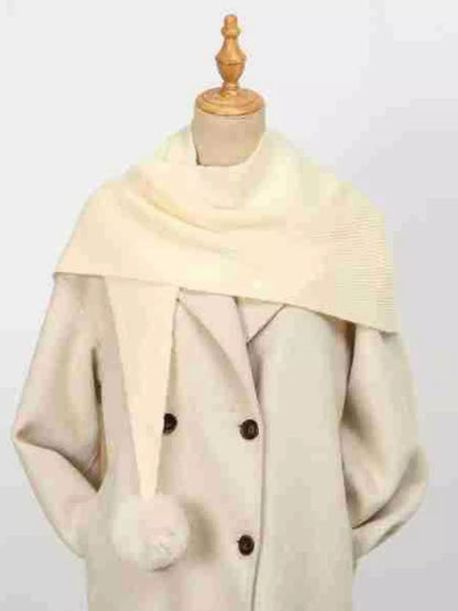 Sarah Express Women's Solid Color Pom-Pom Scarf Cream One Size
