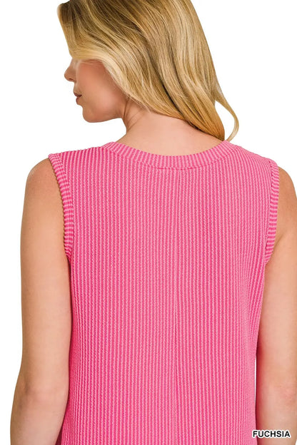 Sarah Express Women's Raised Rib Sleeveless Mini Dress