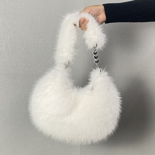 Sarah Express Women's Plush Bucket Crossbody Bag – Adjustable Strap, Clasp Closure | Sarah Express