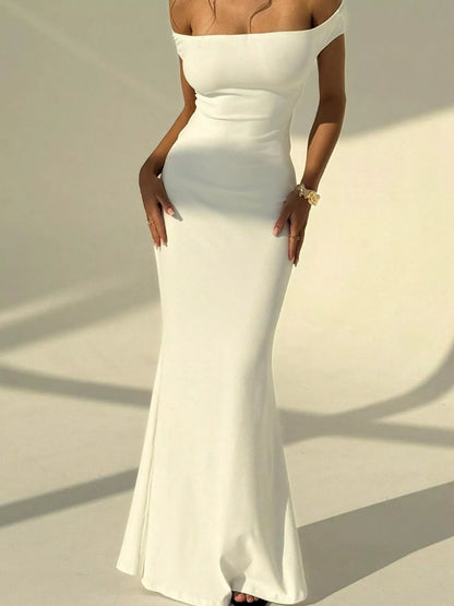 Sarah Express Women's Backless Off-Shoulder Bodycon Mermaid Maxi Dress