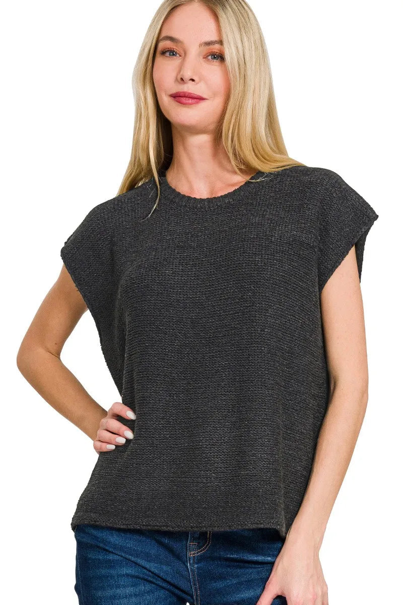 Sarah Express Women’s Oversized Crew Neck Sweater Vest Casual