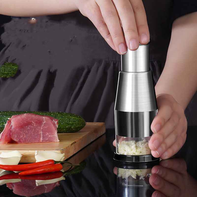 Sarah Express Stainless Steel Garlic Press Crusher - Manual Onion Chopper Vegetable Mincer Kitchen Tool