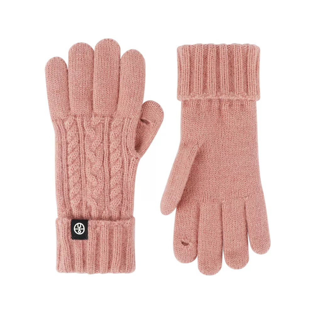 Sarah Express Women's Cable Knit Touchscreen Gloves Dusty Pink One Size