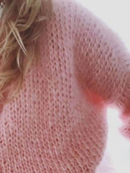 Sarah Express Women's Fuzzy Round Neck Sweater