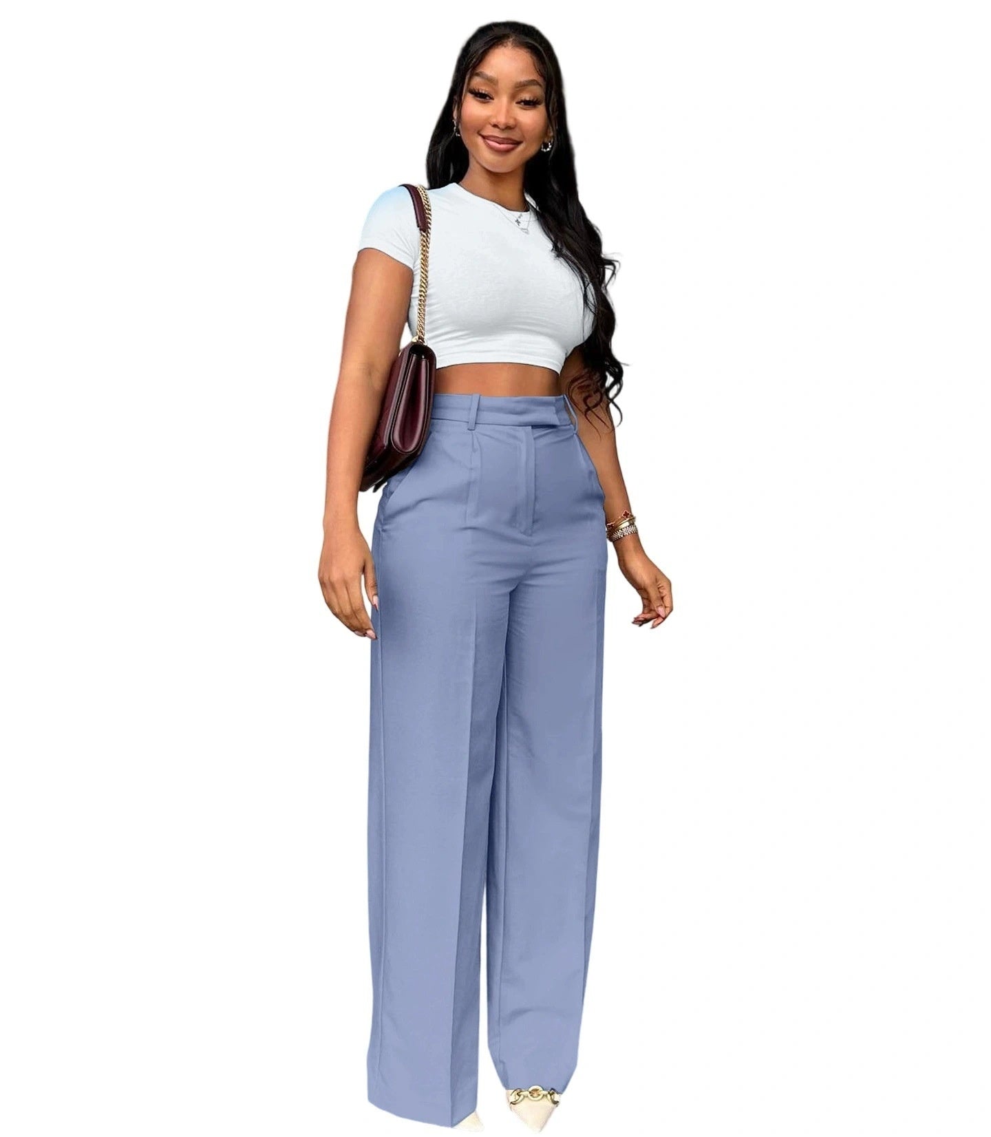 Women's High Waist Wide-Leg Straight Pants