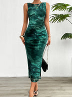 Sarah Express Women's Sleeveless Mesh Maxi Dress Elegant Slim Fit Bodycon Evening Cocktail Gown