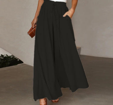 Sarah Express High Waist Wide Leg Dress Pants Elastic Waistband Full Length Trousers