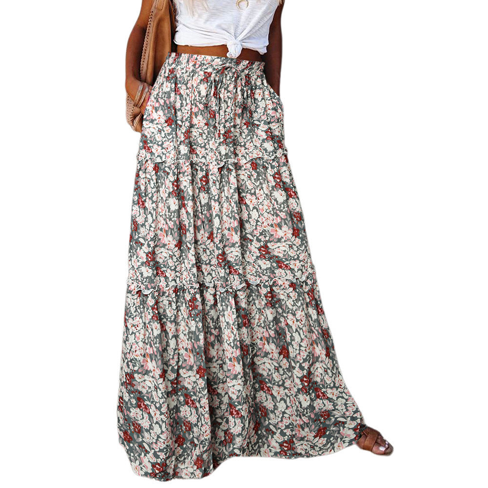 Sarah Express Women's High Waist Printed Maxi Dress Loose Fit Casual