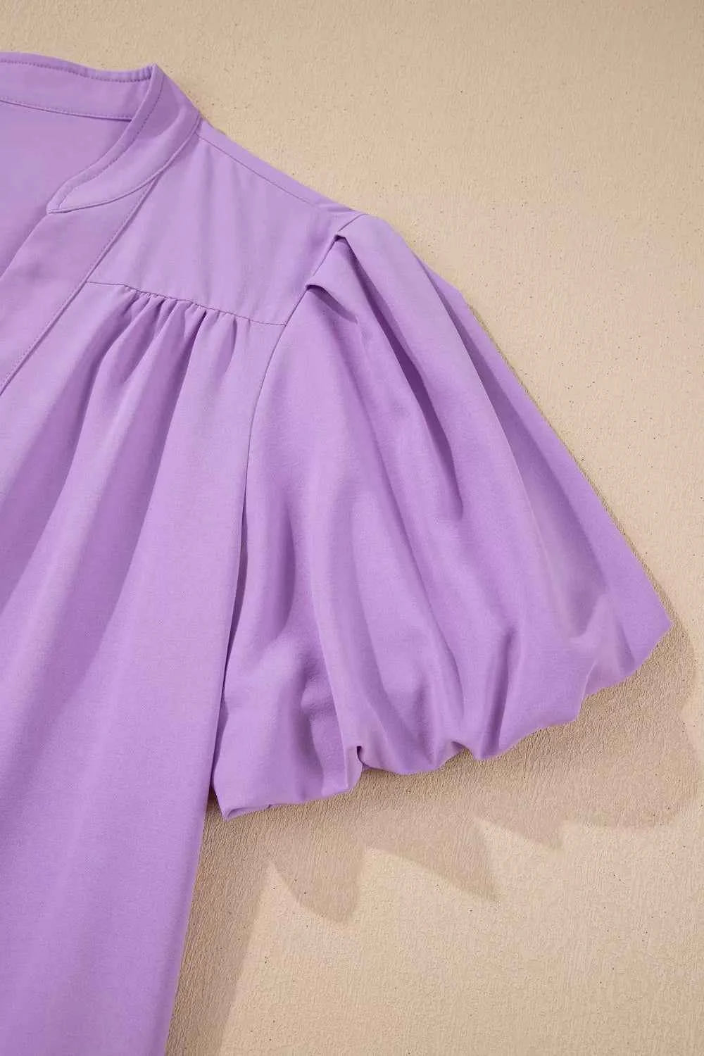 Sarah Express Women's V-Neck Puff Sleeve Blouse - Summer Fashion Top