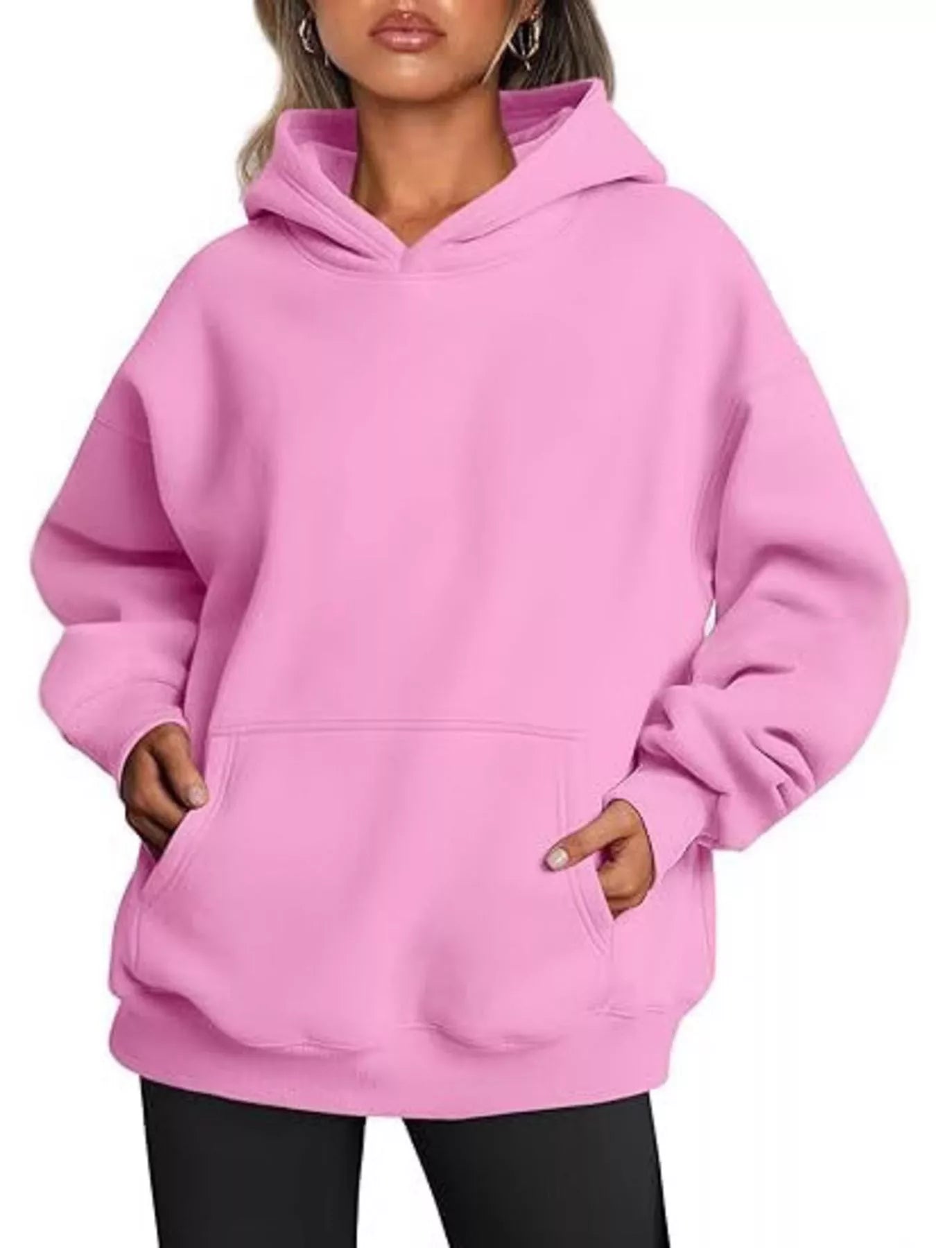 Sarah Express Women's Kangaroo Pocket Long Sleeve Hoodie Pink