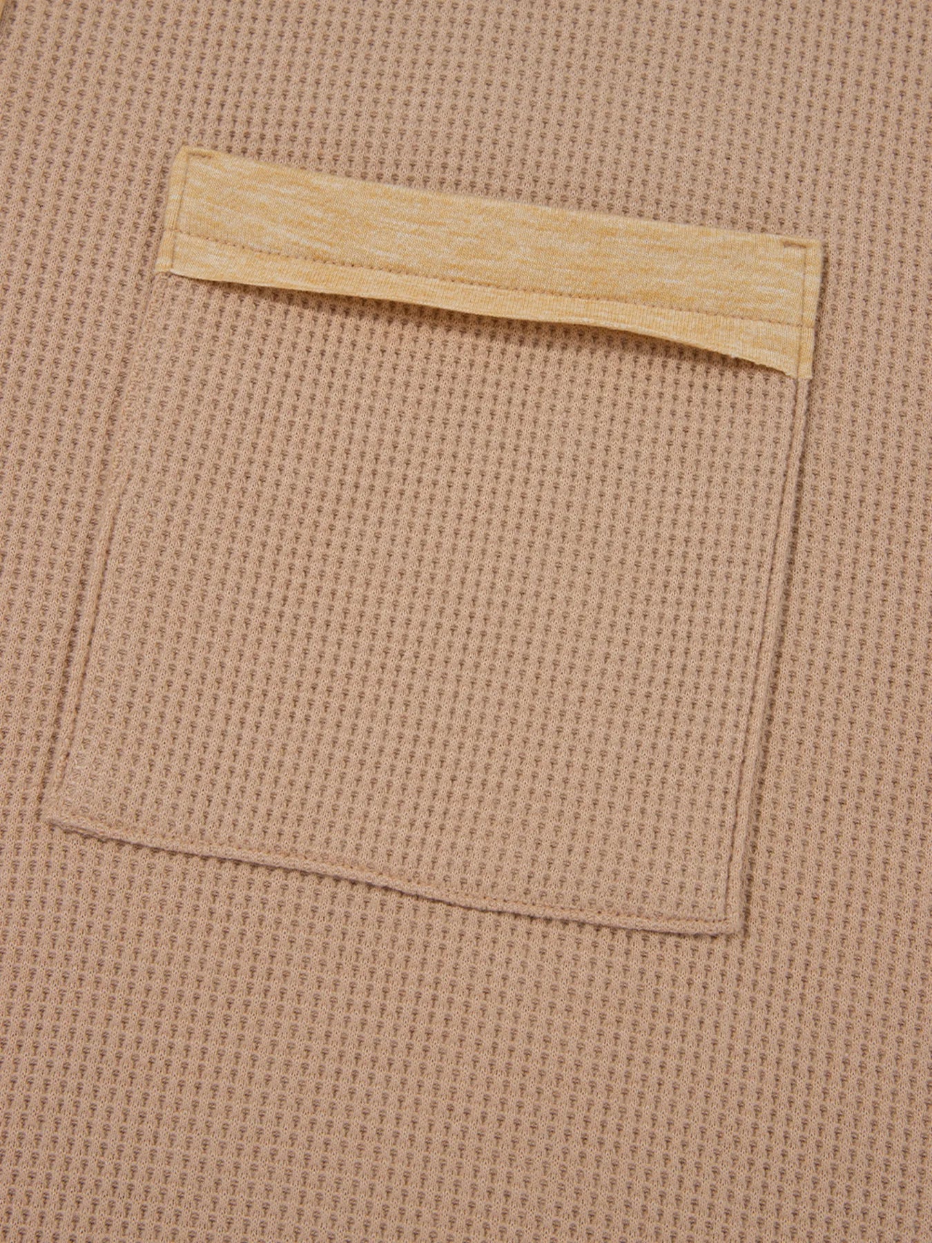 Sarah Express Women's Waffle Textured Tunic Henley Top with Slits