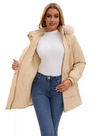 Trendsi Full Size Fur Hooded Warm Winter Parka Outerwear Plus Size