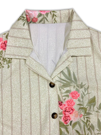 Sarah Express Women's Plus Size Floral Striped Button-Down Midi Shirt Dress