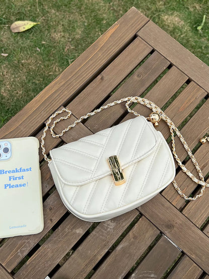 Sarah Express Women's Quilted Flap Chain Crossbody Bag Rice White ONESIZE