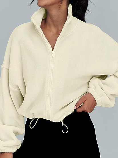 Sarah Express Women's Polar Fleece Stand Collar Zipper Jacket Sports Velvet Cardigan Fall Winter Casual