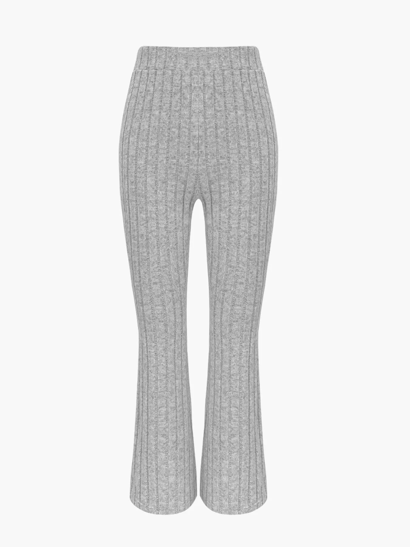 Sarah Express Women's Ribbed Knit Crop Top and Flare Pants Two Piece Set