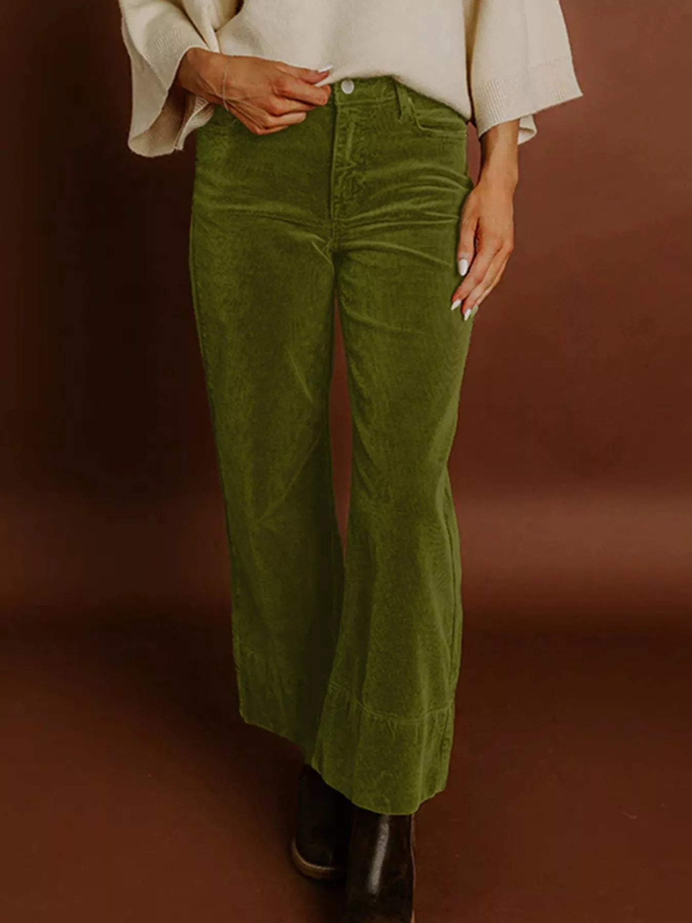 Sarah Express Women's Corduroy High Waist Wide Leg Pants
