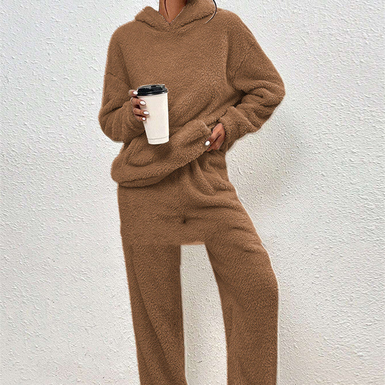 Sarah Express Women's Fleece-Lined Hooded Sweatshirt and Pants Two-Piece Cozy Lounge Set