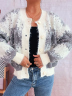 Sarah Express Women's Ribbed Hem Button Up Cardigan Gray One Size