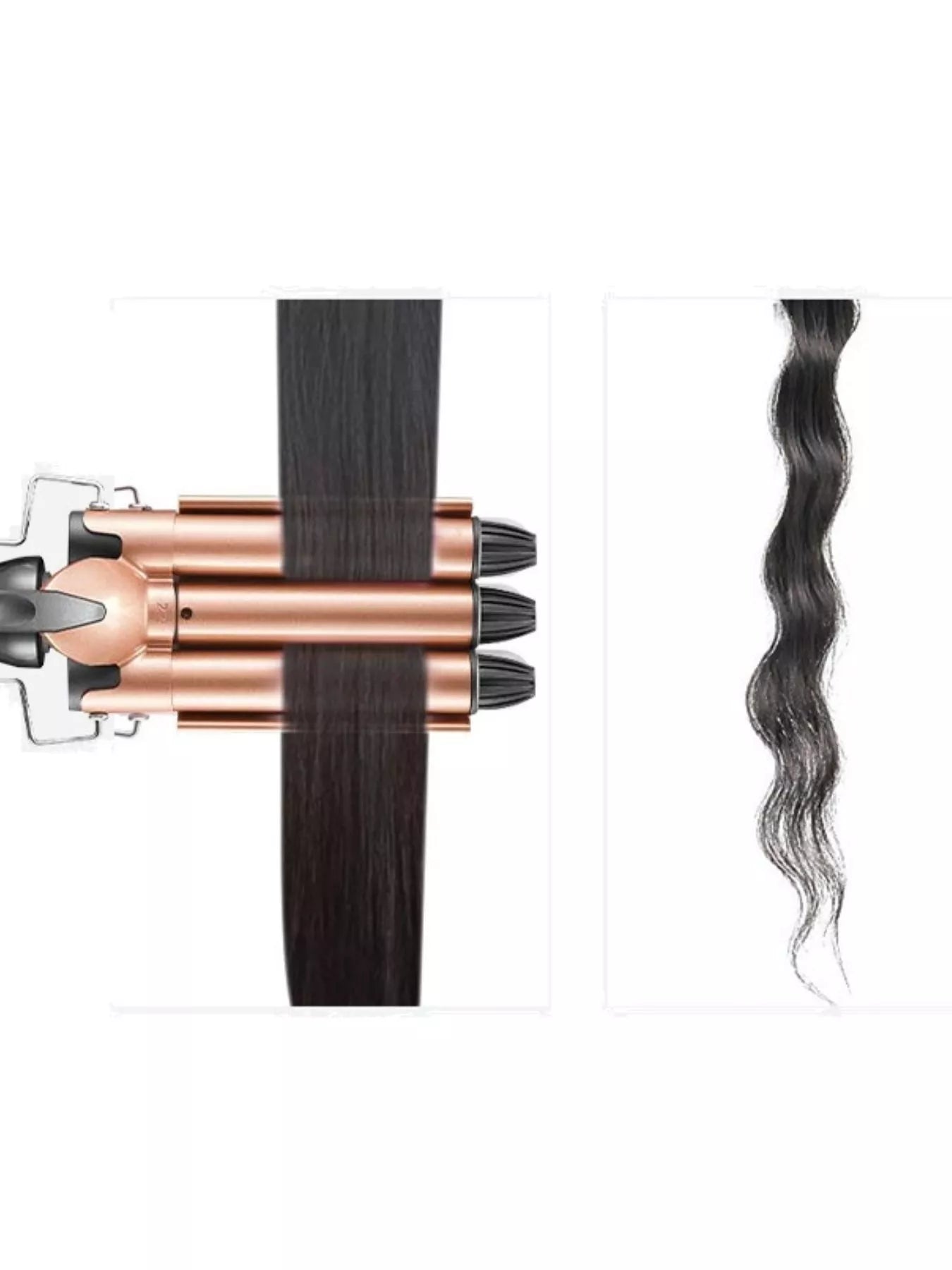 Sarah Express 3-Barrel Curling Iron - Professional Triple Barrel Hair Waver for Beach Waves