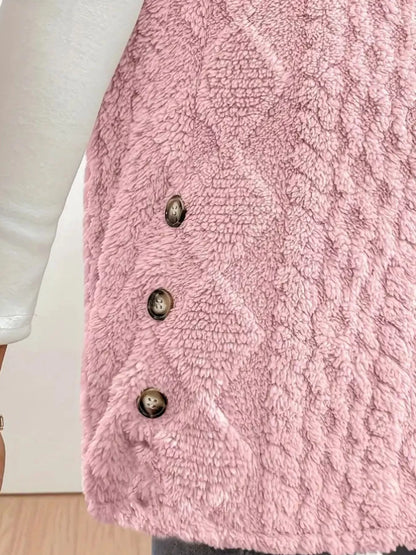 Sarah Express Women's Button Up Plush Hooded Vest Coat