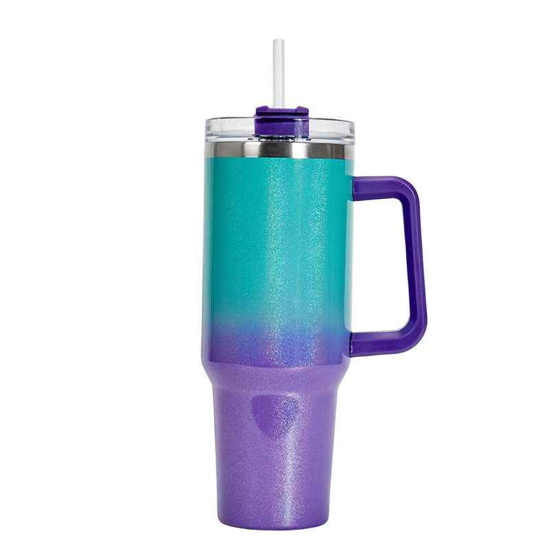 Sarah Express Stainless Steel Vacuum Insulated Water Bottle - Large Capacity Double Layer Thermal Cup 27.5cm Blue Purple