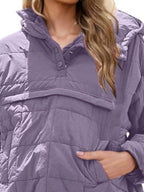 Sarah Express Women's Quarter Snap Hooded Puffer Jacket
