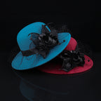 Sarah Express Women's Woolen Cloche Hat Floral Net Veil Dome Style