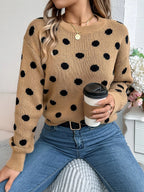 Sarah Express Women's Polka Dot Round Neck Sweater