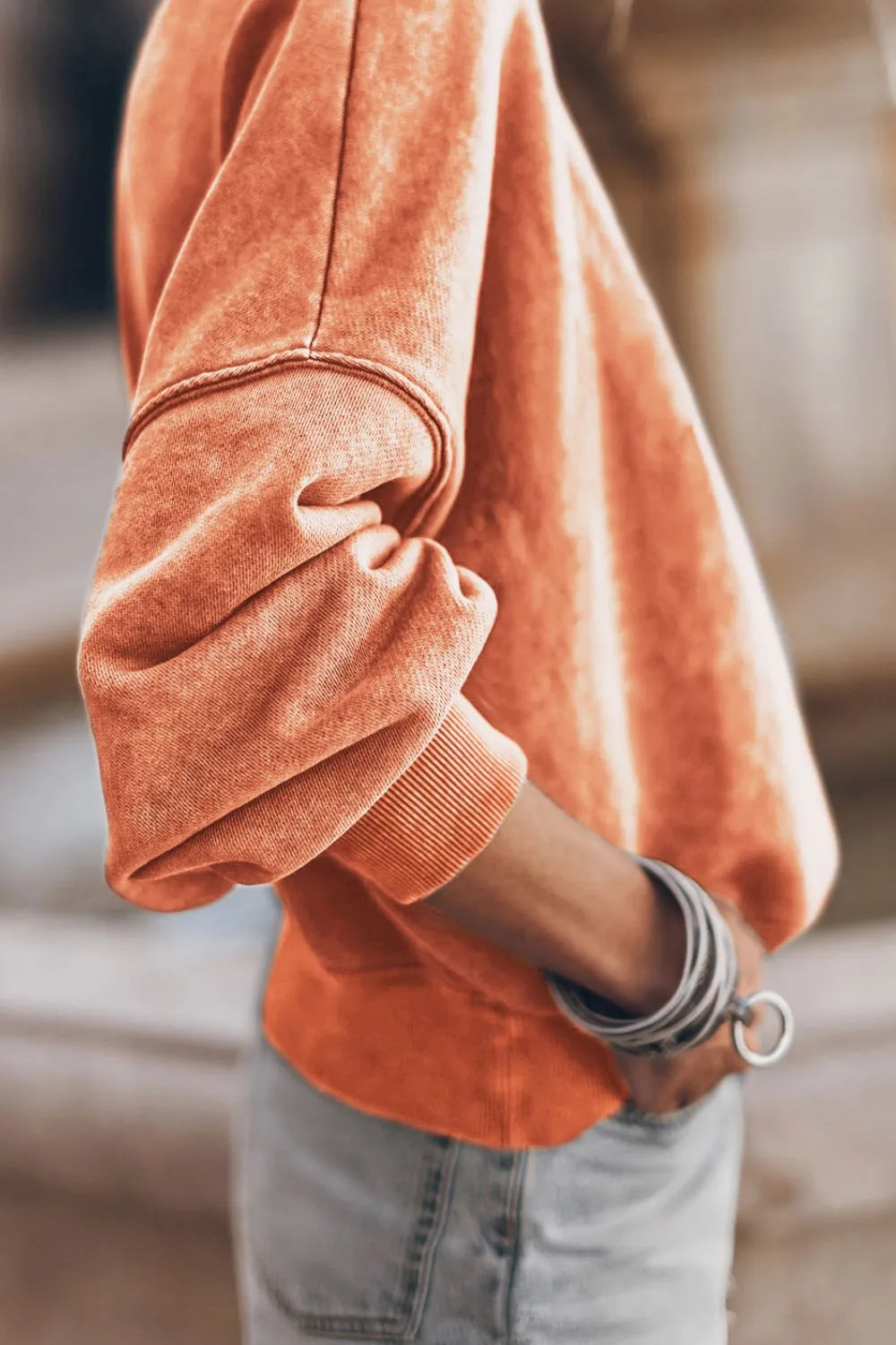 Sarah Express Women's Mock Neck Dropped Shoulder Sweatshirt