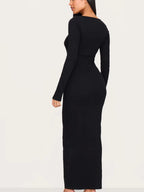 Sarah Express Women's Round Neck Long Sleeve Bodycon Maxi Dress