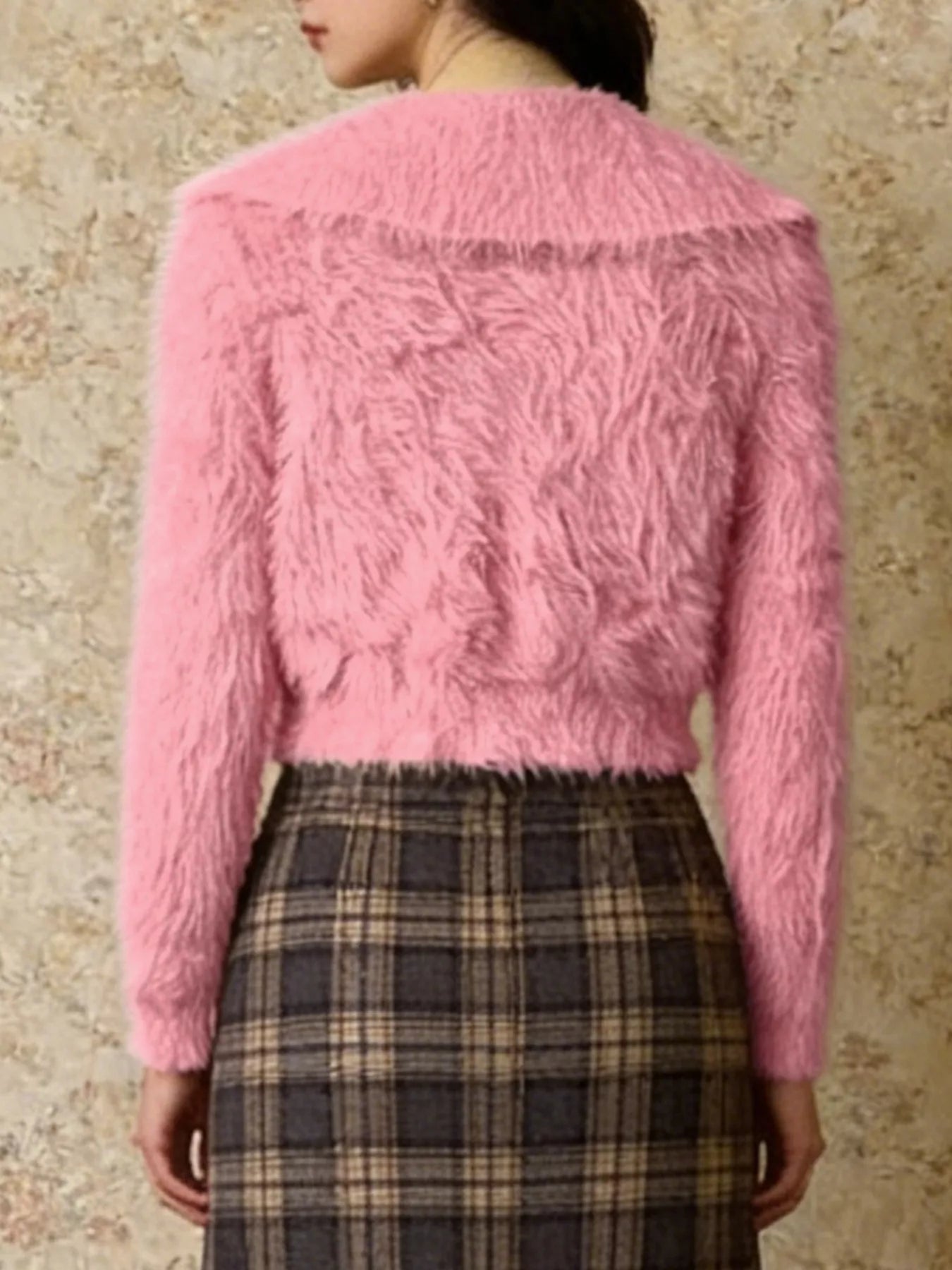 Sarah Express Women's Fluffy Knit Zip-Up Cardigan